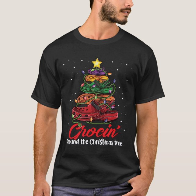 Lustigt Julafton 2020 ger Crocin runt jul T Shirt (Framsida)