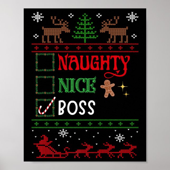 Lustigt Julafton Nice Naughty List jul Chef Poster (Framsidan)
