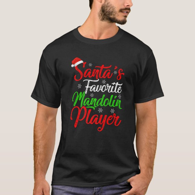 Lustigt Julafton Santa's Favorite Mandolin Player  T Shirt (Framsida)