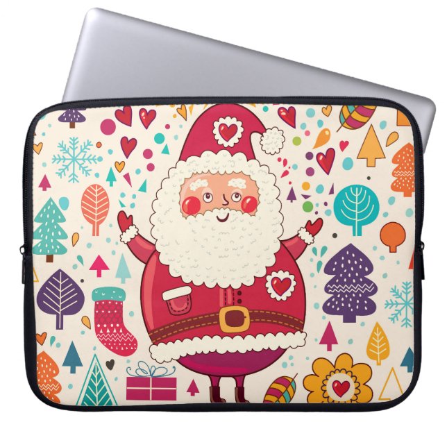Lustigt julillustration i Jultomten Laptop Fodral (Framsidan)
