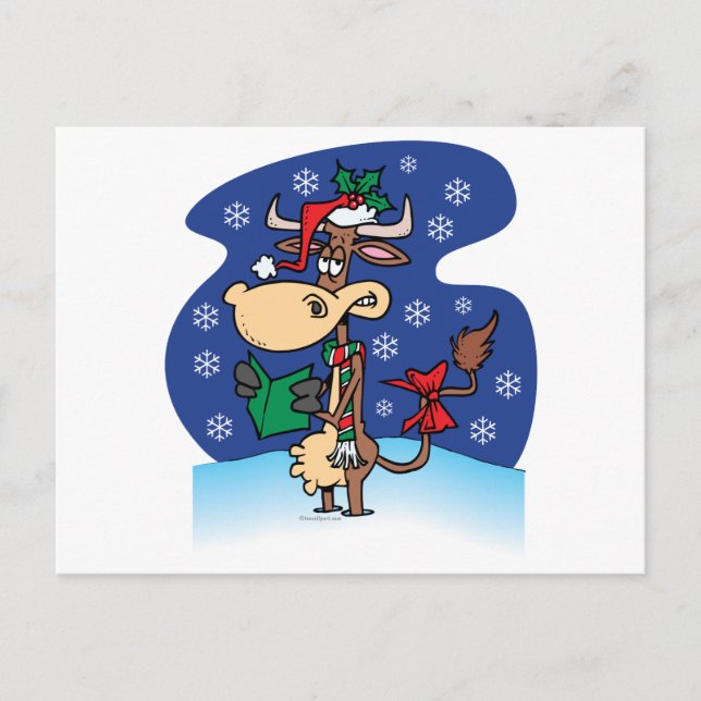 lustigt julklapp tecknad helg vykort (Framsida)