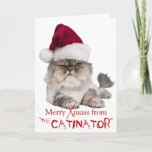 Lustigt julkort för "Catinator" Helgkort