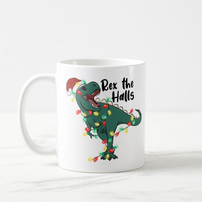 Lustigt julrex Halls T-rex Kaffemugg (Vänster)