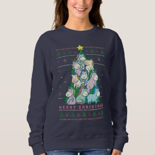 Lustigt julsötare Cute Unicorn Träd T Shirt