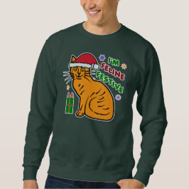 Lustigt julsötare Festive Cat Pun Lång Ärmad Tröja