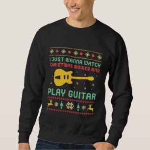 Lustigt julsötare Spela Guitar Music Lång Ärmad Tröja