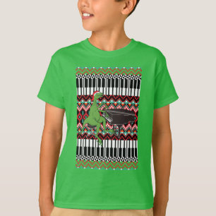 Lustigt jultomte Dinosaur Piano T Shirt