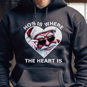 Lustigt Jultomten Ho är där hjärtat är skämt Hoodie