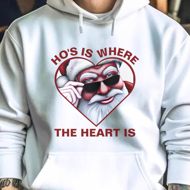 Lustigt Jultomten Ho är där hjärtat är skämt Hoodie (Funny Santa Claus Ho's Is Where the Heart Is Dirty Joke Christmas Hoodie)