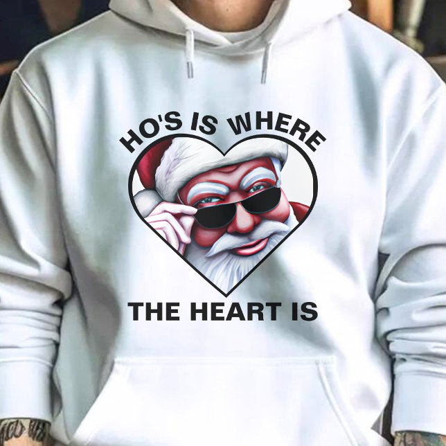 Lustigt Jultomten Ho är där hjärtat är skämt Hoodie (Funny Santa Claus Ho's Is Where the Heart Is Dirty Joke Christmas Hoodie)