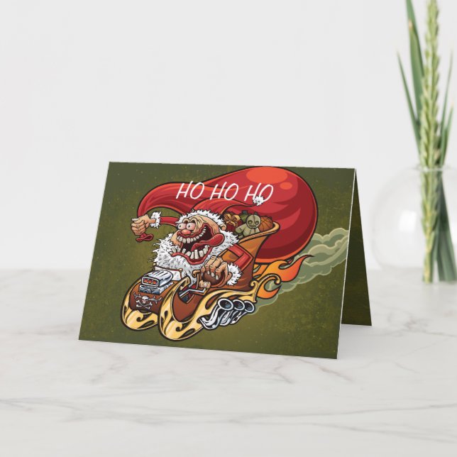 Lustigt Jultomten julkort Red Hett Santa Helgkort (Framsida)