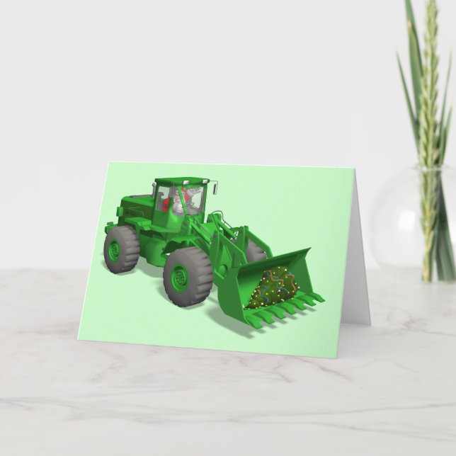 Lustigt Jultomten Kärlek bulldozers Helgkort (Framsida)