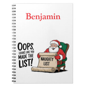 Lustigt Jultomten Naughty List - juldesign Anteckningsbok