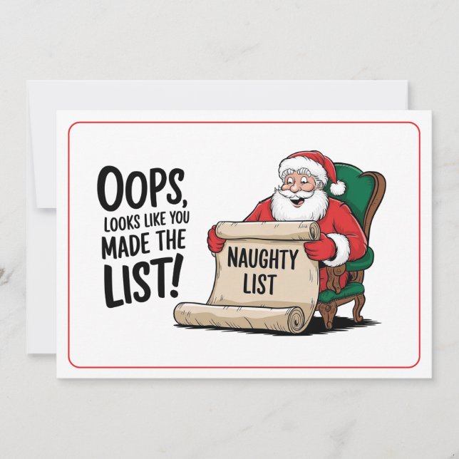 Lustigt Jultomten Naughty List - juldesign Julkort (Framsida)
