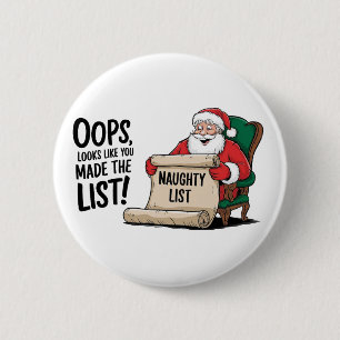 Lustigt Jultomten Naughty List - juldesign Knapp