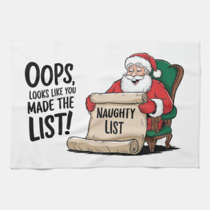 Lustigt Jultomten Naughty List - juldesign Kökshandduk