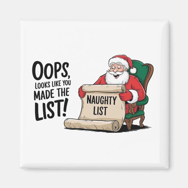 Lustigt Jultomten Naughty List - juldesign Magnet (Framsidan)