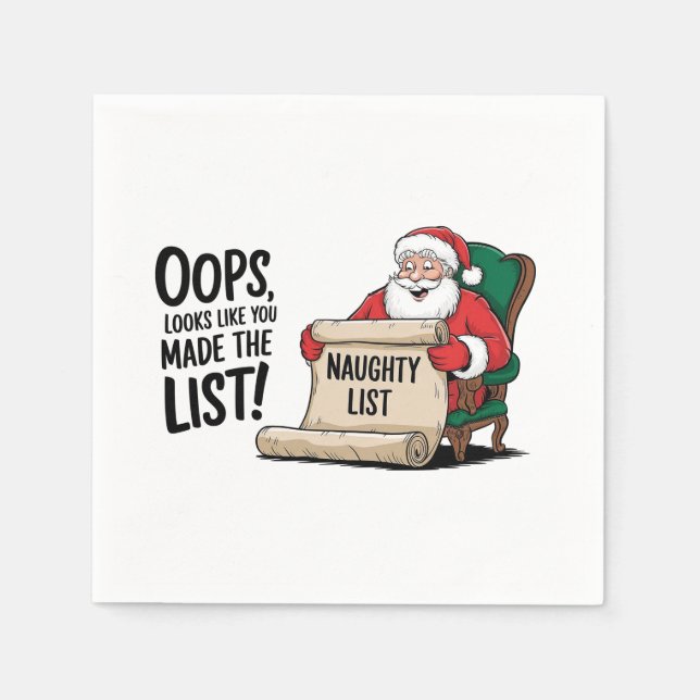 Lustigt Jultomten Naughty List - juldesign Pappersservett (Framsidan)