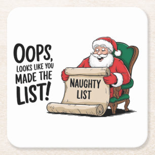 Lustigt Jultomten Naughty List - juldesign Underlägg Papper Kvadrat