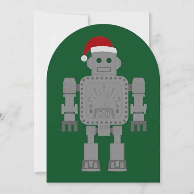 Lustigt jultomten-robot inbjudningar (Framsida)