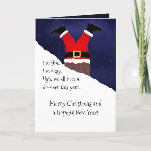 Lustigt Jultomten Stuck Skorsten en hoppfull jul Helgkort