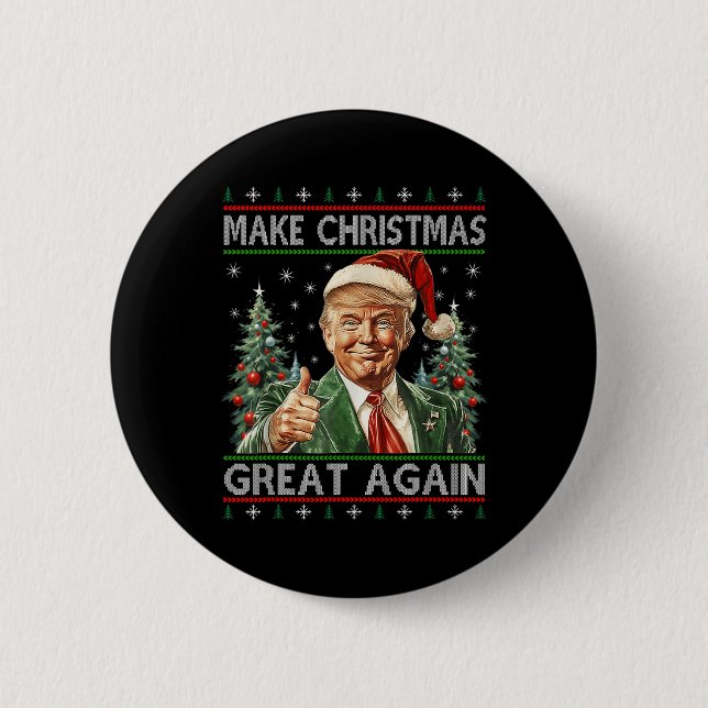 Lustigt jultomtrump Gör julen Underbar igen, Ugly Knapp (Framsida)