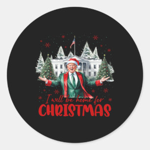 Lustigt jultomtrump jag kommer hem till Julgran Runt Klistermärke