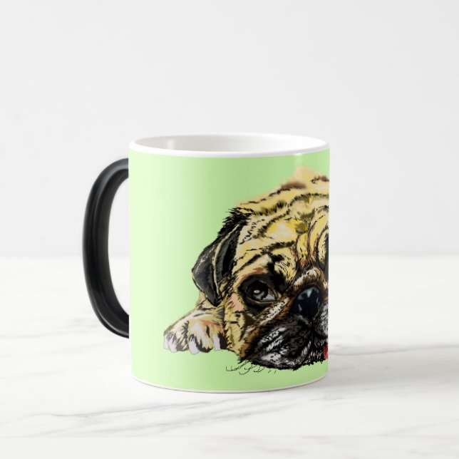 Lustigt Kaffe koppar med Pug Hund - Ditt Färg (Framsida vänster)