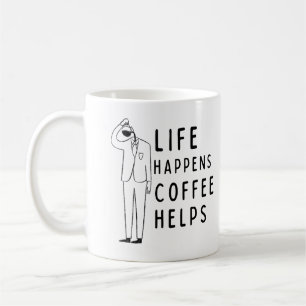 Lustigt kaffe, livets kaffe hjälper. kaffemugg