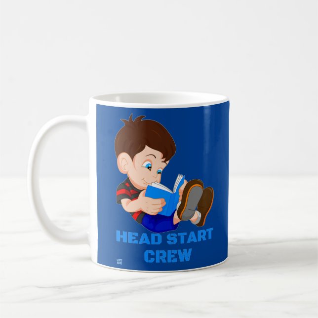 lustigt kaffe mugg "HEAD START CREW" (Vänster)