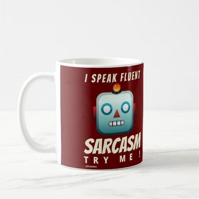 Lustigt kaffe mugg "I SPEAK FLUENT SARCASM" (Vänster)