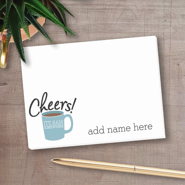 Lustigt kaffedrinker - Cheers det är 8 på nånstans Post-it Block (Skapare uppladdad)