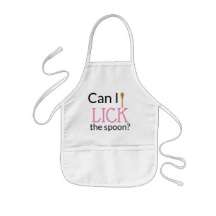 Lustigt kan jag Slicka Spoon? Cute Rosa Barnförkläde