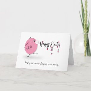 Lustigt karantänskylt Påskägg kyckling/hönsmask sö Kort