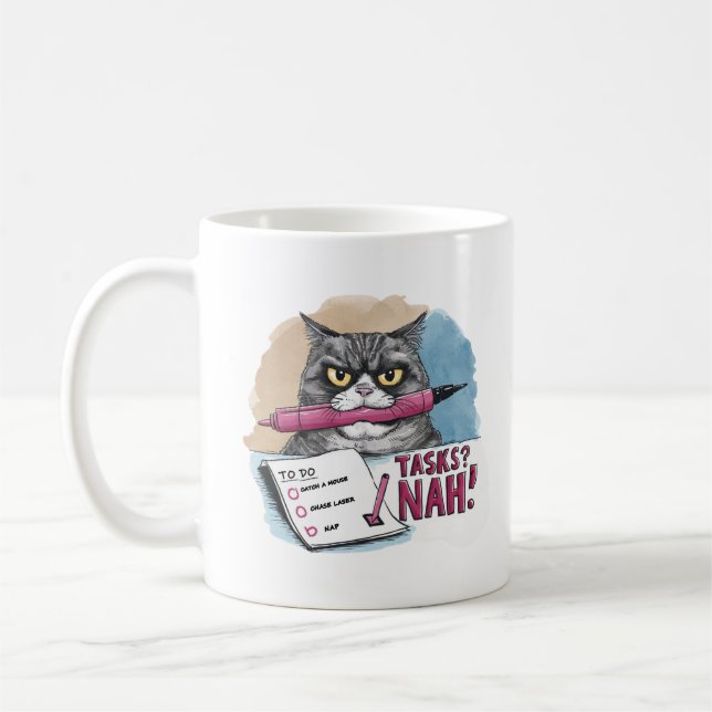 Lustigt Kat-att-göra-lista Kaffemugg (Vänster)