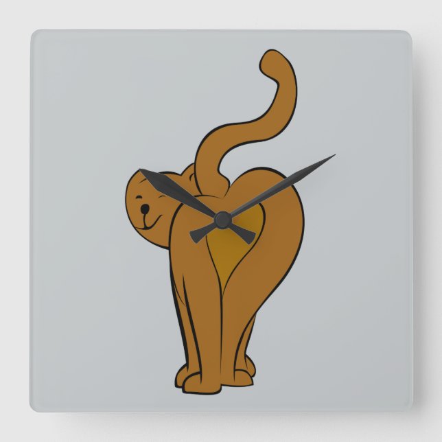 Lustigt katt, Cat Svan Wall Clock Fyrkantig Klocka (Framsida)