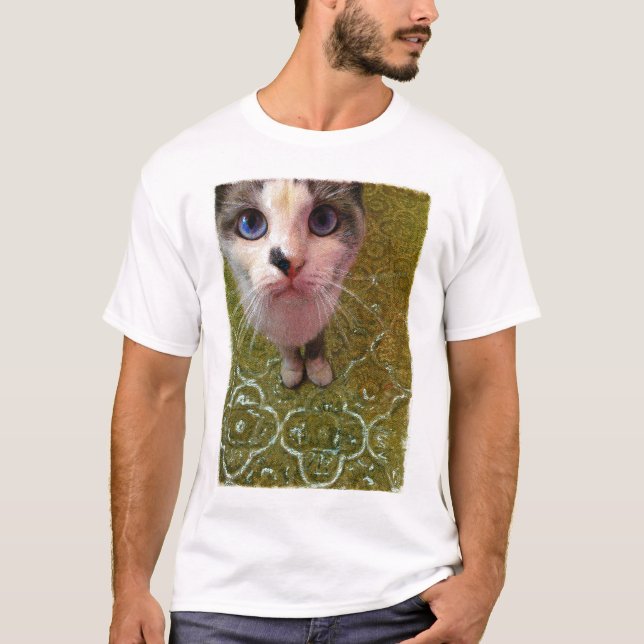 Lustigt katt i köksfoto/Teckning-teckning Tee Shirt (Framsida)