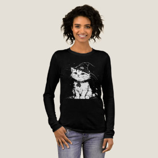 Lustigt katt med Hat Graphic Tee