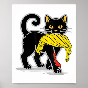 Lustigt katt med Trump Hair Us Flagga Vote Kamala Poster