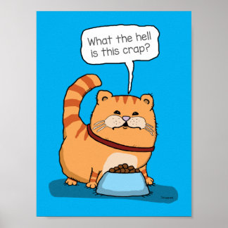 Lustigt katt missnöjd med Chow Poster