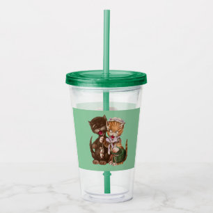 Lustigt katt par med Råttor i Basket Grönt Take Away Mugg
