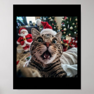 Lustigt katt Selfie med jultomten 9 Poster