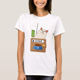 Lustigt katt som fiskar pengar t shirt