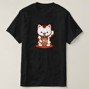 Lustigt katt T-shirt - MANEKI-NEKO BOBA KIT-TEA