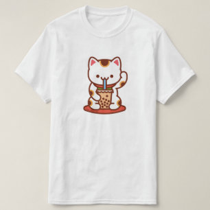 Lustigt katt T-shirt - MANEKI-NEKO BOBA KIT-TEA