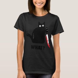 Lustigt katt vad Bloody knivar häxa blodsdroppar? T Shirt