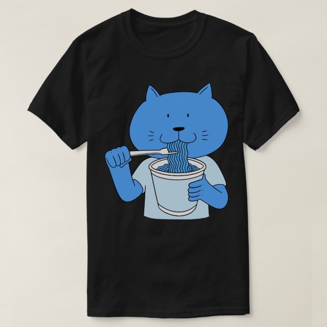 Lustigt kattätande spaghetti t shirt (Design framsida)