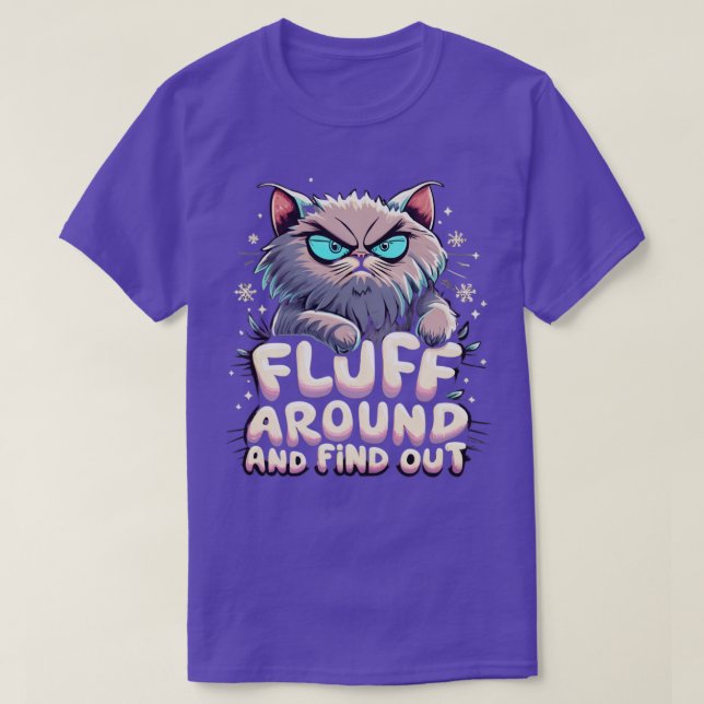 Lustigt kattdiagram, fluff runt och ta reda på kvi t shirt (Design framsida)