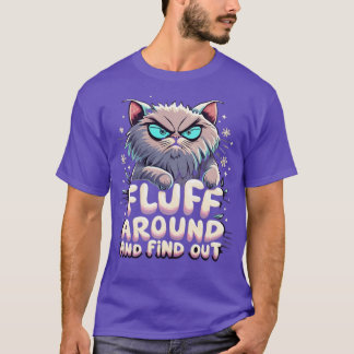 Lustigt kattdiagram, fluff runt och ta reda på kvi t shirt