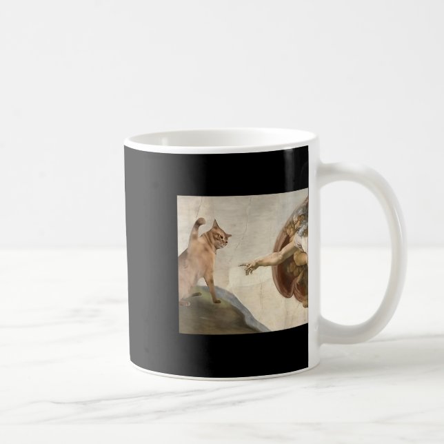 Lustigt kattgud skapelse av Adam Meme Jesus Kaffemugg (Höger)